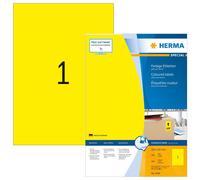 HERMA Self Adhesive Coloured Labels, 1 Label Per A4 Sheet, 100 Labels For Printe