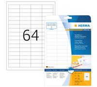 HERMA Self Adhesive Correction Labels, 64 Labels Per A4 Sheet, 1600 Labels For L