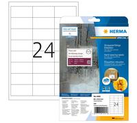HERMA Self Adhesive Film Labels, 24 Labels per A4 Sheet, 10 Sheets, 66 x 33.8 mm