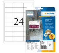 HERMA Self Adhesive Film Labels, 24 Labels per A4 Sheet, 25 Sheets, 66 x 33.8 mm
