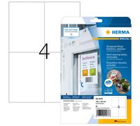 HERMA Self Adhesive Removable Film Labels, 4 Labels per A4 Sheet, 20 Sheets, 105