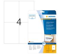 HERMA Self Adhesive Removable Multi-Purpose Labels, 4 Labels Per A4 Sheet, 100 L