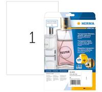 Herma 8020 Etiquette plastique 210 x 297 mm film, brillant transparent 25 pc(s) fixation permanente imprimante laser