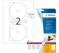 HERMA Special Maxi - papier - mat - adhésif permanent - blanc - 116 mm rond 50 étiquette(s) (25 feuilles x 2) étiquettes CD/DVD opaques