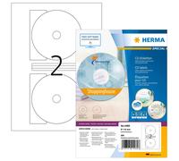 HERMA Special Maxi - Papier - mat - auto-adhésif permanent - blanc - diamètre 116 mm 200 étiquette(s) (100 feuille(s) x 2 étiquettes CD/DVD opaques