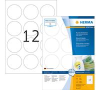 HERMA Special - Papier - mat - adhésif, facile à retirer - blanc - 60 mm rond 1200 étiquette(s) (100 planches x 12) d'étiquettes