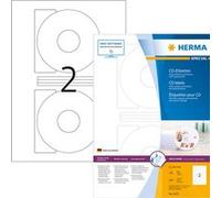 HERMA Special - Papier - mat - auto-adhésif permanent - blanc - diamètre 116 mm 200 étiquette(s) (100 feuille(s) x 2 étiquettes CD/DVD opaques Blanc G