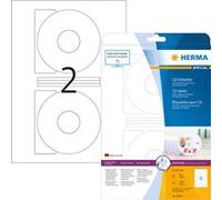 HERMA Special - Papier - mat - auto-adhésif permanent - blanc - diamètre 116 mm 50 étiquette(s) (25 feuille(s) x 2) étiquettes CD/DVD opaques Blanc G