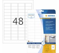 HERMA Special - polyéthylène (PE) - mat - adhésif - blanc - 45.7 x 21.2 mm 480 étiquette(s) (10 planches x 48) d'étiquettes en plastique