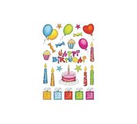 Herma Autocollants 3363 – Message d'anniversaire, 46 autocollants permanents paillettes, multicolore