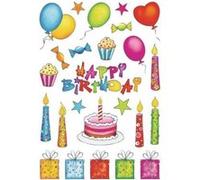 HERMA 3363 Autocollants à message d'anniversaire (46 autocollants, papier, paillettes) - Autocollants permanents pour filles et garçons - Multicolore