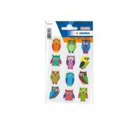 Herma sticker magic eulen, glitterfolie selbstklebend, glanzfolie mit glitzereffekten, 12 sticker pro blatt inhalt 1 blatt -3
