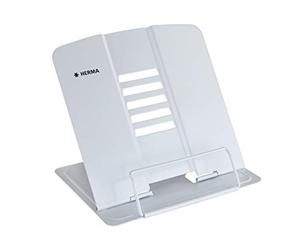 HERMA Support de lecture en métal (19,8 x 22,2 x 3,3 cm plié) réglable sur 5 niveaux, antidérapant, support de livre pour l'école, la cuisine et le bureau, porte-livre pour enfants, blanc