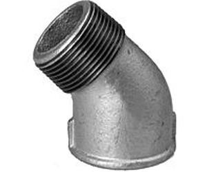 Hermann Schmidt cornière en fonte malléable DN 32, 1 1/4", filetage intérieur/extérieur 45 degrés, zingué