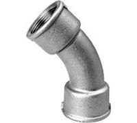 Coude en fonte malléable Hermann Schmidt DN 25, 1" 45°, filetage intérieur, zingué