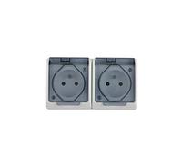 Hermes 5901130483891 GNT 0322-01 Prise d'air 2 voies Z/U 16 A IP44 avec clapet anti-fumée Blanc électro-plast émaillé