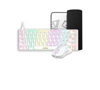 Hermes E4 Combo 3 en 1, Clavier mécanique 60% Multicolore, Souris Ergonomique RVB 12800 DPI, Tapis de Souris de Jeu étendu antidérapant