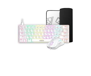 Hermes E4 Combo 3 en 1, Clavier mécanique 60% Multicolore, Souris Ergonomique RVB 12800 DPI, Tapis de Souris de Jeu étendu antidérapant