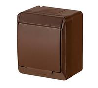 Hermes - Prise de courant encastrée pour montage en saillie - Protection IP44 - Marron