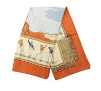 Hermès Vintage - Pre-owned Les Plaisirs du Froid Silk Scarf - Femme - Pre-owned - Orange - Taille: ONE Size