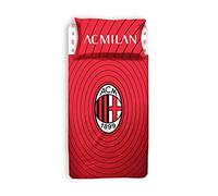 hermet A.C. Milan, Parure de lit 1 Place, 100% Coton, Rouge Noir