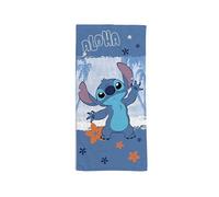 hermet, Disney Serviette de Plage Stich, 70 x 140 cm, Serviette de Plage ou Piscine, 100% Coton Doux, Pratique et léger