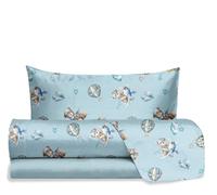 Hermet Jolly Parure de lit 1 Personne Teddy Bear Bleu Clair, 100% Coton, Drap Housse + Drap Housse + taie d'oreiller