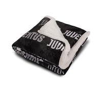 Hermet Juventus F.C., Couverture à Carreaux en Polaire Sherpa Agnellato, 130 x 160, hivernale, Double Couche, lit canapé, Doux Chaud, Produit Officiel
