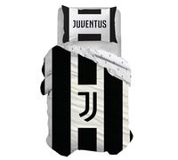hermet Juventus F.C Parure de lit Simple en Coton, Housse de Couette, 100% Coton, Housse de Couette 155 x 200, taie d'oreiller 50 x 80, lit Chambre, Produit Officiel, (Pas de Drap avec Coins)