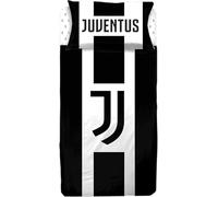 hermet Juventus FC Parure de lit 1 Place et demie, Drap Housse 1 Place et demie, Blanc Noir, Drap Plat, Drap Housse 100% Pur Coton, Produit Officiel