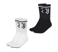 hermet Juventus, Lot de 2 paires de chaussettes en mousse, chaussettes de sport, taille 43/46, blanc noir, produit officiel, Blanc/noir., 43-46