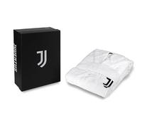 hermet Juventus Peignoir à capuche pour enfant et adolescent, uni, tissu éponge 380 g/m², 100% coton, logo du cœur de la Juventus, Blanc., 12-14 ans
