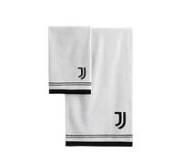 Juventus Serviettes de Bain, 2 Serviettes de Bain, Serviette de Visage, Serviette de Bidet, Produit Officiel, 100% Coton, Lot de 2 pièces, Blanc Noir
