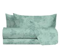 hermet Laura Biagiotti Parure de lit Double en Coton, Parure de lit Fantaisie, 100% Coton, Drap Housse + Drap Housse + Paire d'oreillers, Tesia Salvia