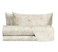 hermet Laura Biagiotti Parure de lit Double en Coton, Parure de lit Fantaisie, 100% Coton, Drap Housse + Drap Housse + taies d'oreiller, Tesia Ivoire