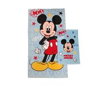 hermet Mickey Mouse Disney, Serviettes de Bain en éponge, Lot de 2 Serviettes de Bain, Serviette de Visage, Serviette de Bidet, Bleu Clair, Coton, 100%, Lot de 2 pièces, Produit Officiel