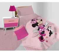 hermet Minnie Mouse, Couvre-lit matelassé pour lit Simple Printemps Disney, Couette printanière, lit Simple, Couvre-lit mi-Saison tapissé, 100% Microfibre, Produit Officiel Disney