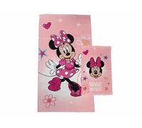 hermet Minnie Mouse Disney, Serviettes de Bain en éponge, Lot de 2 Serviettes de Bain, Serviette de Visage, Serviette de Bidet, Rose, Coton, 100%, Lot de 2 pièces, Produit Officiel