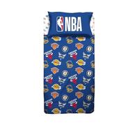 hermet NBA Parure de lit Simple, Drap Plat, Drap Plat, taie d'oreiller, 100% Coton, Bulls, Lakers, Warriors, Nets, Produit Officiel