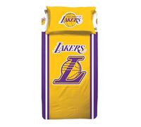 hermet NBA Parure de lit Simple, Drap Plat, Drap Plat, taie d'oreiller, 100% Coton, Lakers, Produit Officiel