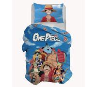 hermet One Piece Parure de lit Simple en Coton, Housse de Couette, Sac + taie d'oreiller, 100% Coton, Produit Officiel, (ne Contient Pas de Drap Housse avec Coins)