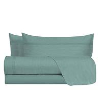 hermet Parure de lit Double 100% Coton, 2 Places Motif Effet Toile, Drap Housse + Drap Housse + 2 taies d'oreiller