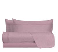 hermet Parure de lit Double 100% Coton, 2 Places Motif Effet Toile, Drap Housse + Drap Housse + 2 taies d'oreiller