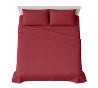 hermet Parure de lit Double en Couleur Unie, 4 pièces, Drap Plat, 2 taies d'oreiller 50 x 80 cm, Angle 30 cm, Microfibre Douce, certifiée Oekotex, sans Repassage