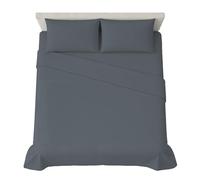 hermet Parure de lit Double en Couleur Unie, 4 pièces, Drap Plat, 2 taies d'oreiller 50 x 80 cm, Angle 30 cm, Microfibre Douce, certifiée Oekotex, sans Repassage