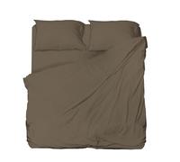 hermet Parure de lit Double en Microfibre, Taupe, Drap Plat, Drap Plat, 2 Places, 2 taies d'oreiller, Winner