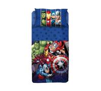 hermet Parure de lit pour lit Simple Avengers 100% Coton, Parure de lit, Drap de Dessus avec Ribaltina + Drap Housse + taie d'oreiller