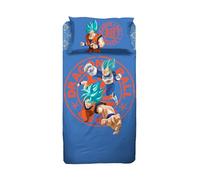 hermet Parure de lit Simple Dragon Ball 100% Coton, Parure de lit 1 Place, Drap Housse + Drap Housse + taie d'oreiller, Linge de Chambre, Produit Officiel