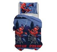 Spiderman Parure de lit 1 Place, Housse de Couette + taie d'oreiller, Housse de Couette avec taie d'oreiller, Housse de Couette 155 x 200 cm, 100% Coton, sans Drap Housse avec Coins