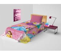 hermet Princess, Couvre-lit pour lit Simple Disney, Couvre-lit printanier Non rembourré, Couvre-lit Simple Enfant, 170 x 270 cm, 100% Coton, Princesses Disney